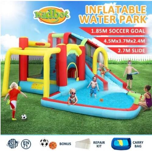 RETURNs Inflatable Water Park Water Slide Jumping Castle Bouncer w/Cannon Outdoor Toy