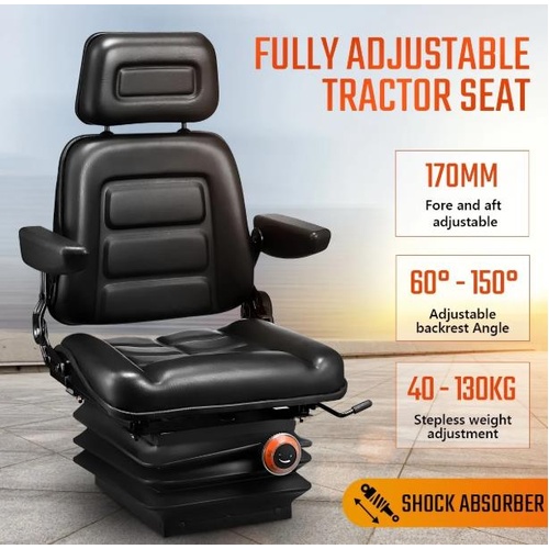 RETURNs Suspension Tractor Seat Excavator Forklift Truck Backrest Chair PU Leather Seat