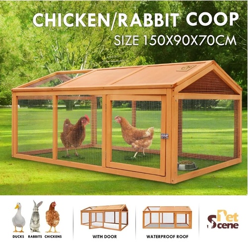 Petscene Wooden Chicken Coop Rabbit Hutch Cage Guinea Pig House Enclosures
