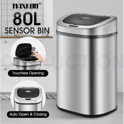 80L Motion Sensor Bin Rubbish Trash Waste Recycle Can Stainless Steel Dustbin