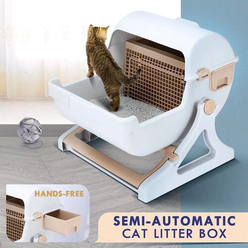 Petscene Cat Toilet Automatic Semi Cat Litter Box Pet Kitty Tray Cat Furniture