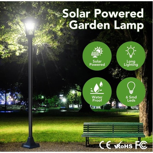 Solar Powered Garden Lamp Post Yard Outdoor Standing Waterproof Light Decor