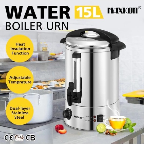 Maxkon 15L Hot Water Urn Instant Hot Water Dispenser Boiler Dual Layer Stainless