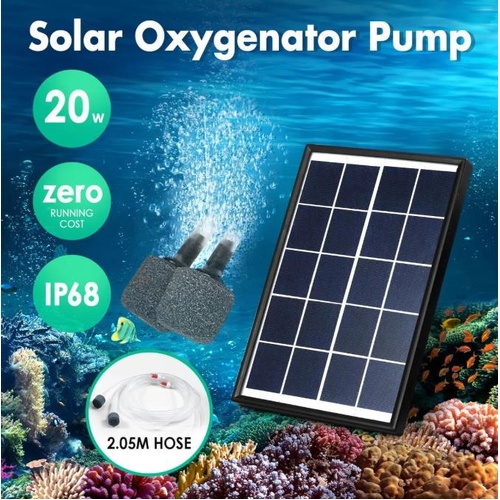 20W Solar Powered Panel Air Oxygenator Pump for Fish Pond Outdoor Pool