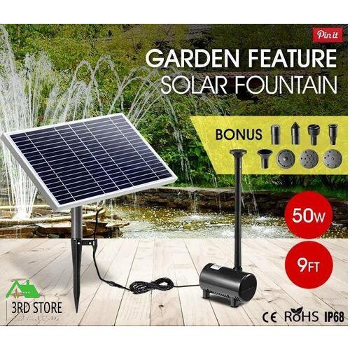 50W Solar Powered Fountain Water Pump Submersible Outdoor Pond Garden Pool Kit