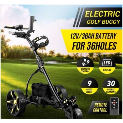Electric Golf Trolley Cart Foldable Golf Buggy Remote Control Twin Motor Push