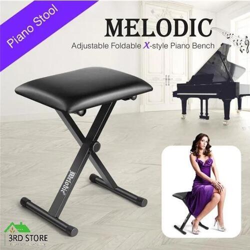 Melodic Piano Stool X Style Keyboard Bench Folding Padded Seat Adjustable Bench