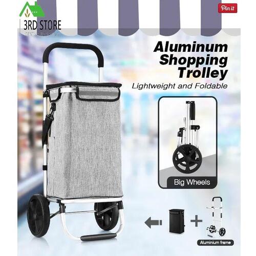 RETURNs Waterproof Shopping cart Trolley Foldable Aluminium Grocery Bag Grey