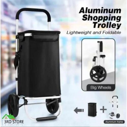 Foldable Shopping Cart Trolley Aluminium Waterproof Grocery Storage Bag Basket