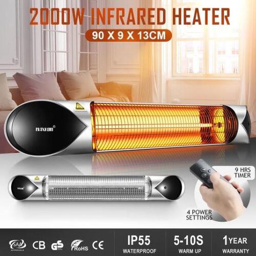 Maxkon 2000W Carbon Fibre Infrared Heater Instant Heat Outdoor Patio Heater Bar