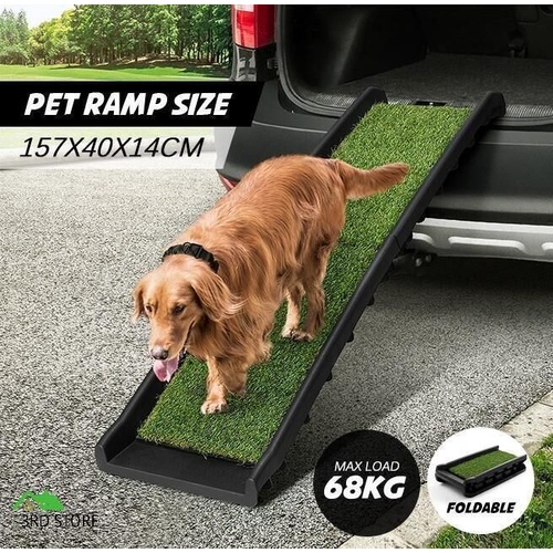 Petscene Dog Ramp Stairs Foldable Ladder Steps for Car SUV w/ Artificial Grass