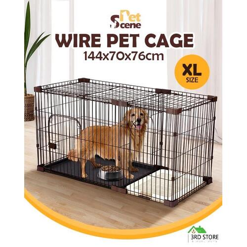 144x70x76cm Wired Pet Cage Cat Dog Crate House Enclosure Divider Kennel