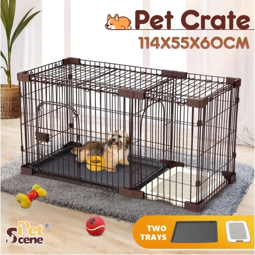 Petscene Pet Cage Cat Dog Wired Crate Enclosure w/Divider 114*55*60cm