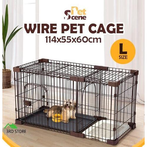 Petscene Pet Cage Cat Dog Wired Crate Enclosure w/Divider 114*55*60cm