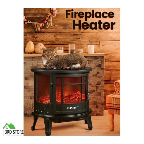 MAXKON Electric Fireplace Freestanding Stove Heater LED Flame Effect 1800W