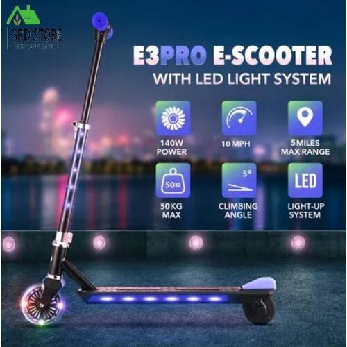 RETURNs Electric Kick-to-Start Scooter Motorised Scooter for Kids w/LED Light Adjustable