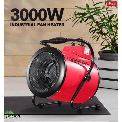 3000W Electric Industrial Fan Heater 2in1 Portable Free Standing Carpet Dryer Rd