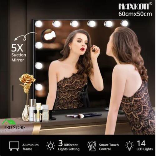 Maxkon Hollywood Makeup Mirror 14 LED Light Bulbs Vanity Touch Control Black