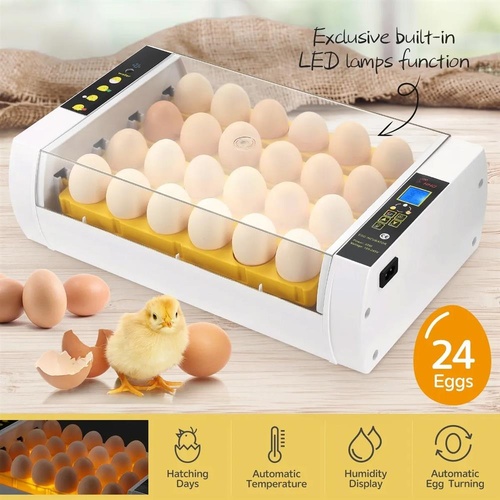 Automatic 24 Egg Incubator Hatching Chicken Duck Pigeon Quail Eggs Egg Candling