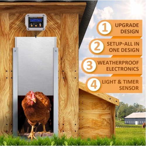 Petscene Automatic Chicken Coop Door Opener Controller Kit Timer Light Sensor
