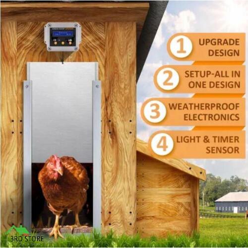Petscene Automatic Chicken Coop Door Opener Controller Kit Timer Light Sensor