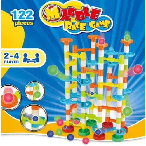 122 pcs Kids DIY Marble Run Race Maze Game Marble Coater Track Toy Set 70cm Tall