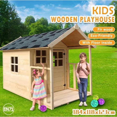 Kids Cubby House Children Garden Outdoor Wooden Playhouse Play Cottage Timber