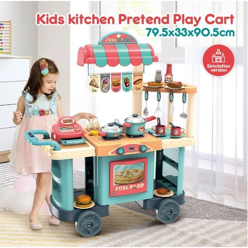 Kids Toy Kitchen Set Children Toddler Kitchen Dinner Food Cooking Pretend Play