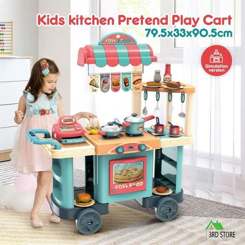 Kids Toy Kitchen Set Children Toddler Kitchen Dinner Food Cooking Pretend Play
