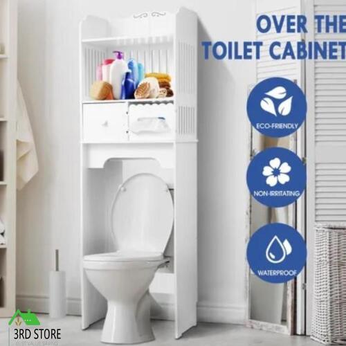 Over Toilet Storage Cabinet Shelf Bathroom Organiser Stand Towel Holder White