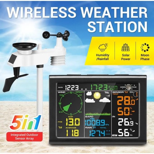 RETURNs Maxkon Solar Powered Wireless Weather Station Rain Gauge Temperature Humidity