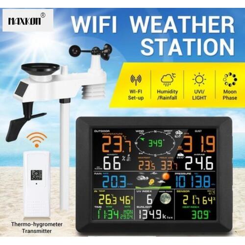 RETURNs Maxkon WIFI Weather Station Solar Powered for UV Light Temperature Humidity