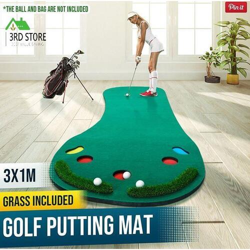 Golf Putting Mat Practice Slope-Artificial Grass Surface Indoor Outdoor Training
