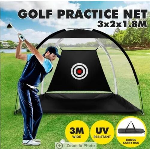 Golf Practice Net and Hitting Mat Set Home Chipping Cage Driving Training Aids