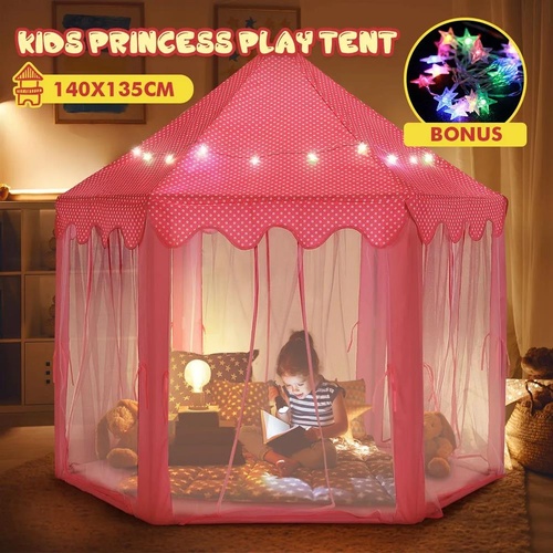Kids Princess Castle Play Tent Hexagonal Play House Outdoor Indoor Playhouse