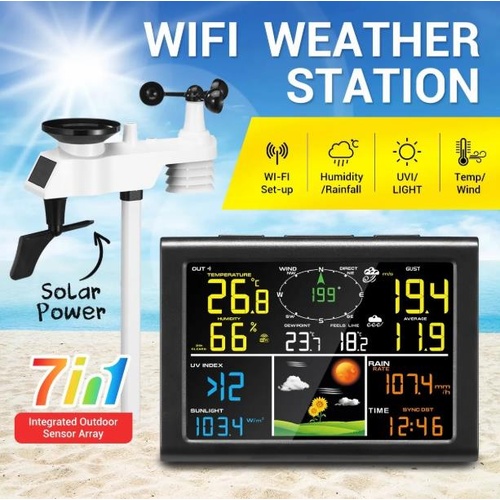 Maxkon Wireless Weather Station Solar Powered Temperature Rain Gauge Forecast