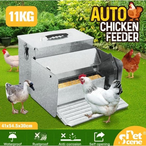 Auto Chicken Feeder Automatic Treadle Rat Proof Poultry Chook Hen Duck Coop Food