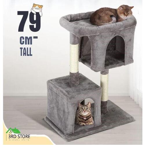 79cm Multi-Level Cat Gym Climbing Tree Cat Condo Sisal Scratching Posts
