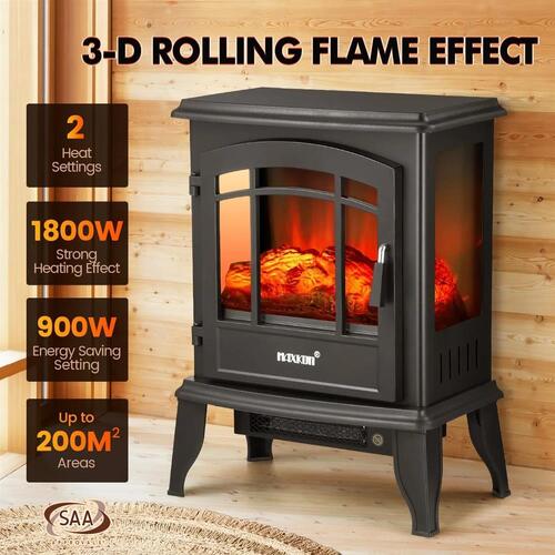 Maxkon 16Inch Electric Fireplace Heater Stove 1800W Portable Flame Thermostat