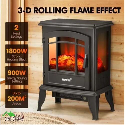 Maxkon 16Inch Electric Fireplace Heater Stove 1800W Portable Flame Thermostat