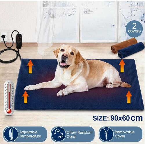Petscene XL Pet Heating Pad Cat Heater Dog Heat Mat Heated Bed Electric 90x60CM