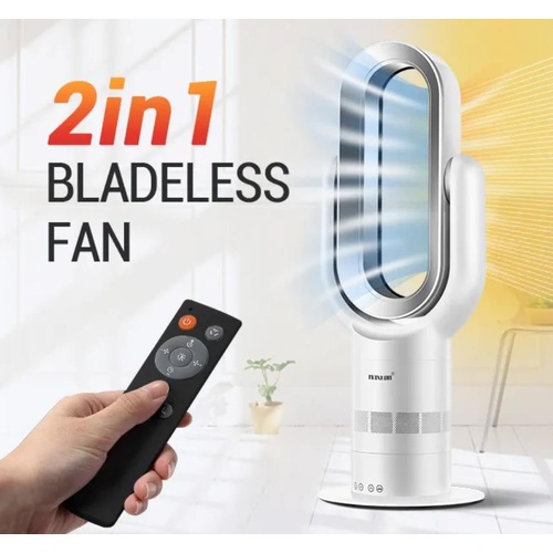 2in1 Bladeless Tower Fan Oscillating Fan Heater Air Cooler Fan Timer w/LCD Touch
