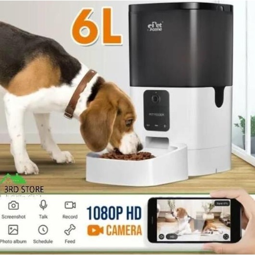 Petscene 6L Automatic Pet Feeder Auto Dog Cat Feeder with 1080HD Camera