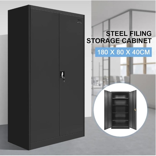 180cm Steel Filing Cabinet Office Home Stationary Lockable Storage Cupboard