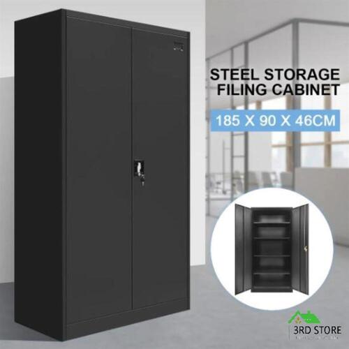 RETURNs 185cm Steel Filing Cabinet Office Home Stationary Lockable Storage Cupboard BK
