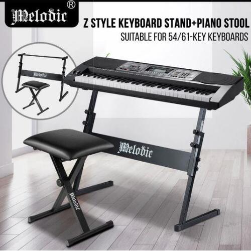 Melodic Keyboard Stand Stool Set Folding Piano Seat Adjustable Chair