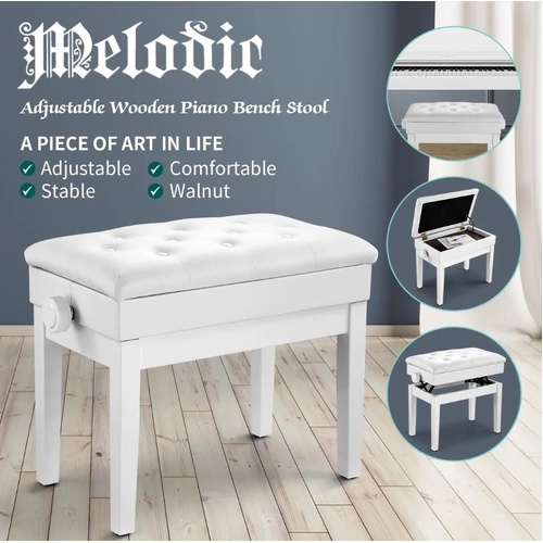 Melodic Height Adjustable Piano Keyboard Stool Chair Bench with Padded Cushion