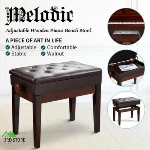 Melodic Adjustable Piano Keyboard Wooden Stool Chair Seat Stage Bench