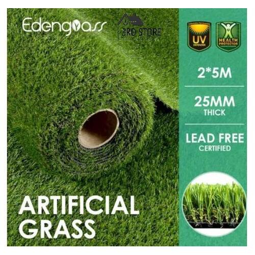 2X5M Artificial Grass Synthetic Turf Fake Grass Mat Faux Lawn 25mm Garden Decor