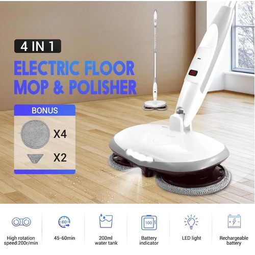 4 In 1 Cordless Electric Floor Mop Cleaner Polisher Sweeper Washer with Microfib